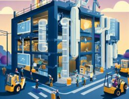 edificio industrial , con instalaciones para tener eficiencia energética y con controles diseñados por la inteligencia artificial